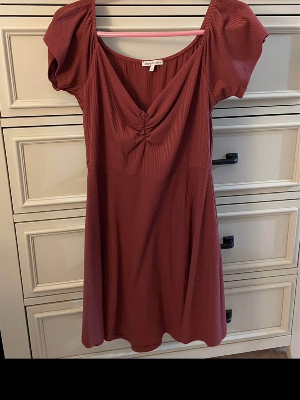 Charlotte Russe Mauve-Rose A-Line Short Sleeve Dress